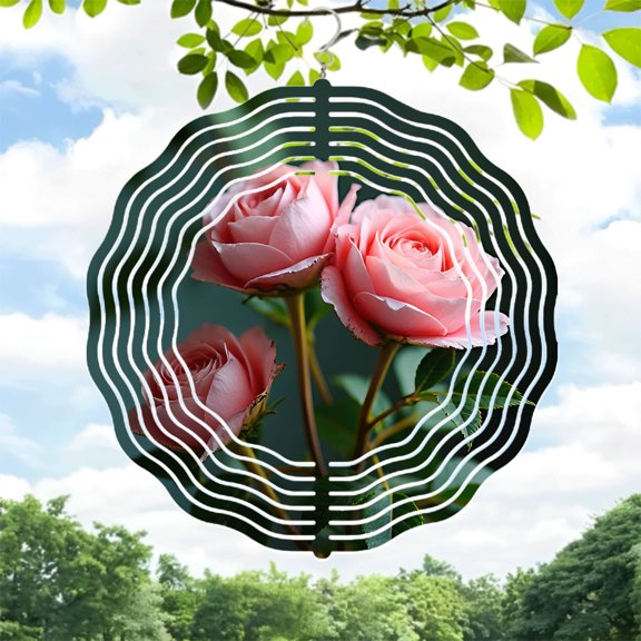 Metal Hanging Wind Spinners with Abstract Concentric Circle Design - Modern Wind Chimes for Yard and Garden Decor