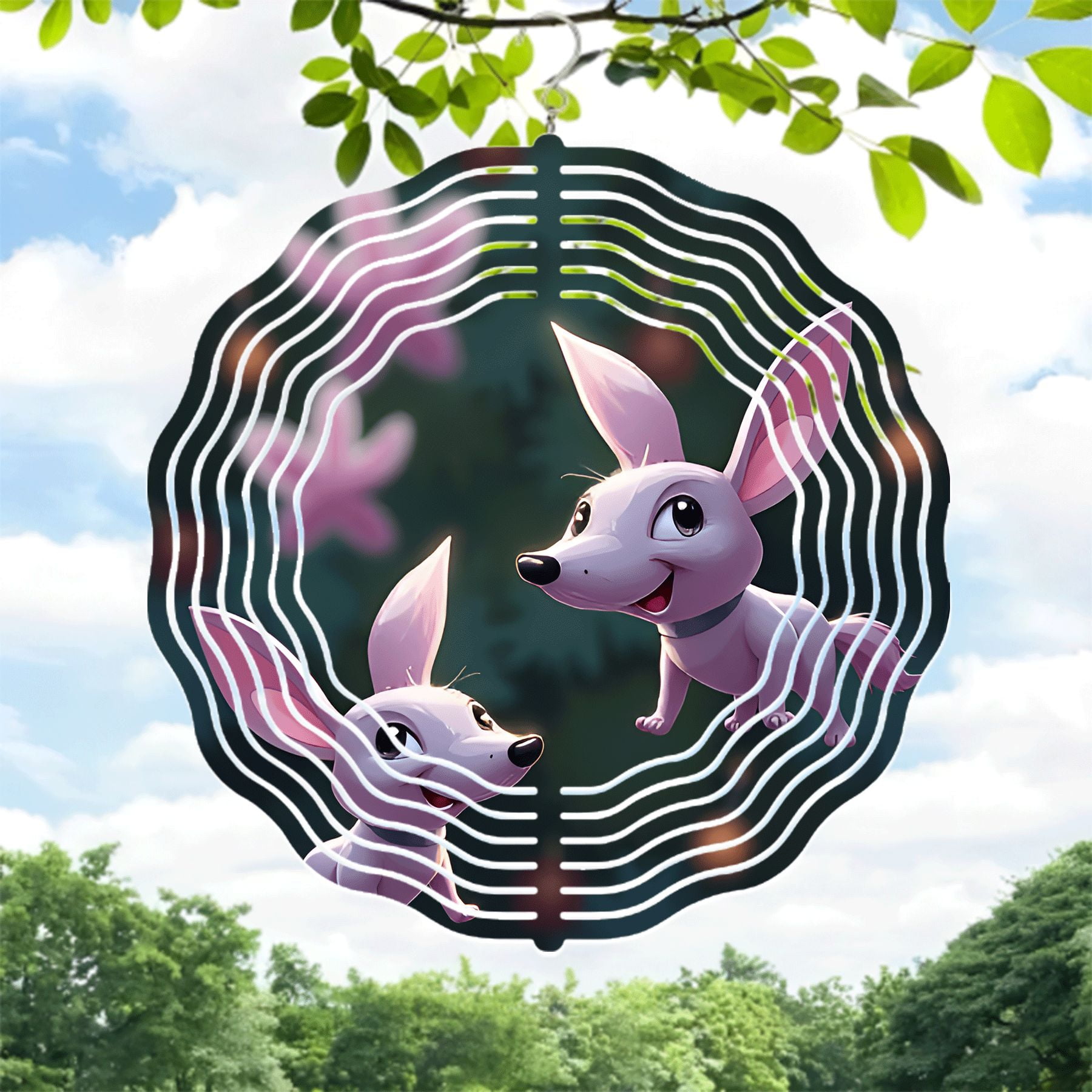 Metal Hanging Wind Spinners with Cartoon Animals Design - Whimsical ...