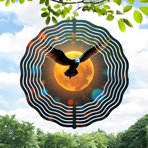 Metal Hanging Wind Spinners with Celestial Ripple Design - Stunning Yard and Garden Decor Perfect for Outdoor Serenity