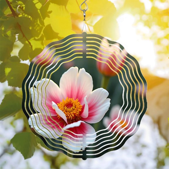 Metal Hanging Wind Spinners with Circular Pattern Design - Unique Concentric Lines for Yard and Garden Decor Beautiful Wind Chimes