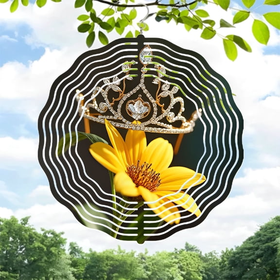 Metal Hanging Wind Spinners with Circular Pattern Design - Vibrant Garden Wind Chimes for Yard Decor Sparkling Gemstone Accents