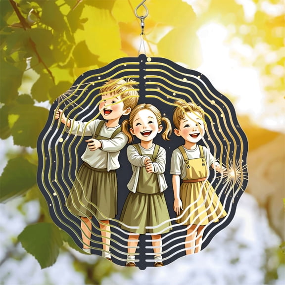 Metal Hanging Wind Spinners with Concentric Circle Design - Decorative Wind Chimes for Yard and Garden Dynamic and Festive Decor