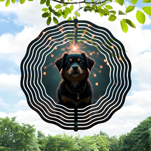 Metal Hanging Wind Spinners with Concentric Circle Design - Decorative Wind Chimes for Yard and Garden - Festive Bokeh Effect