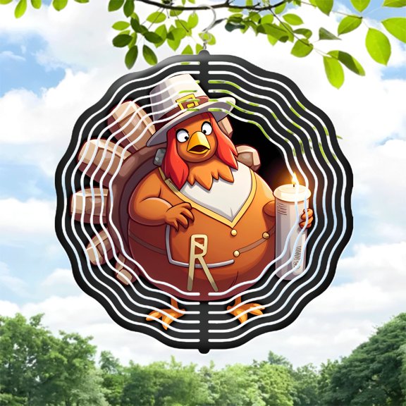 Metal Hanging Wind Spinners with Concentric Circle Design - Decorative Wind Chimes for Yard and Garden - Unique Pattern