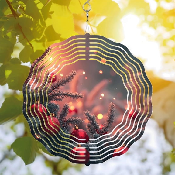Metal Hanging Wind Spinners with Concentric Circle Design - Elegant Wind Chimes for Yard and Garden Decor Festive and Eye - Catching