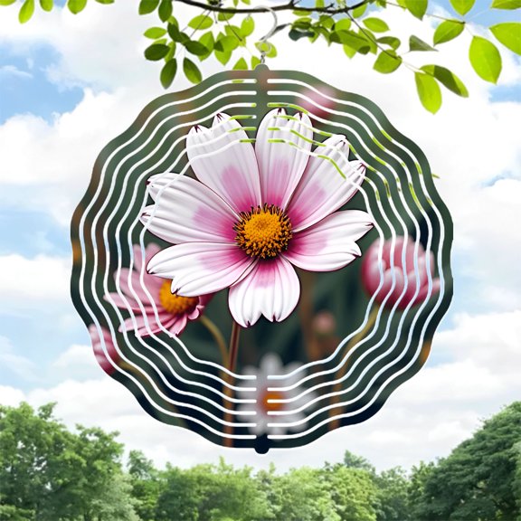 Metal Hanging Wind Spinners with Concentric Circle Design - Stunning Wind Chimes for Yard and Garden Decor Eye - Catching Floral Patterns