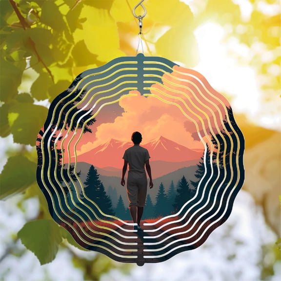 Metal Hanging Wind Spinners with Concentric Circle Design - Stunning Yard and Garden Wind Chimes for Scenic Outdoor Decor