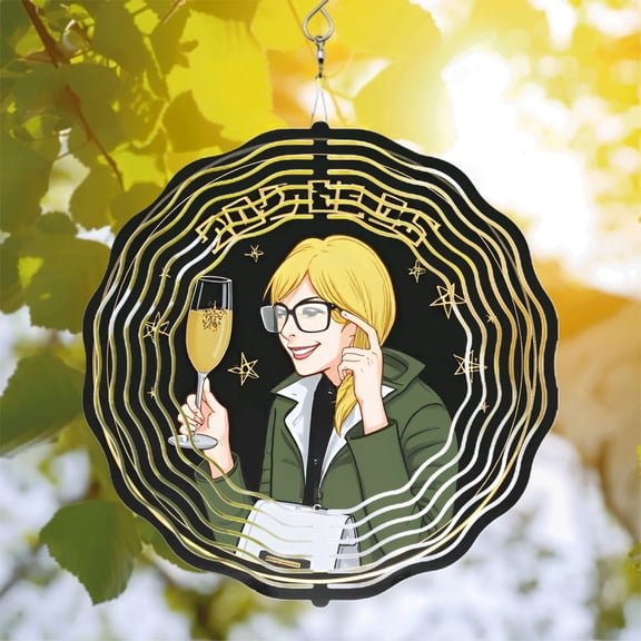 Metal Hanging Wind Spinners with Concentric Circle and Star Design - Elegant Wind Chimes for Yard and Garden Decoration