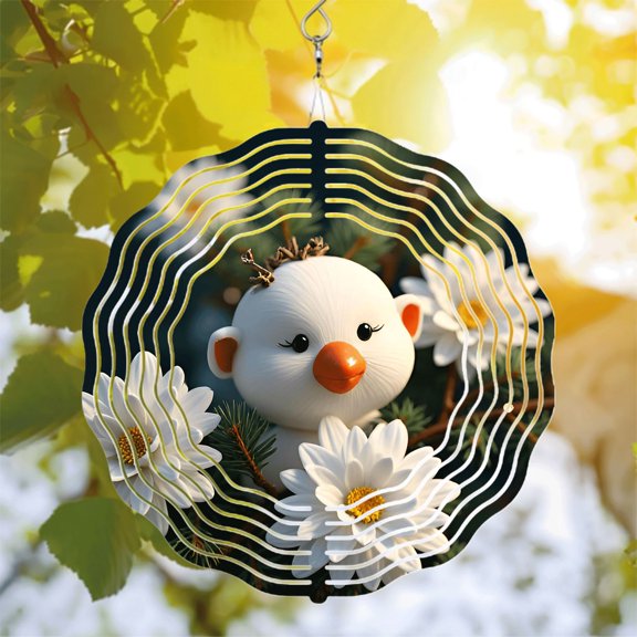 Metal Hanging Wind Spinners with Concentric Circular Pattern Design - Charming Wind Chimes for Yard and Garden Decor