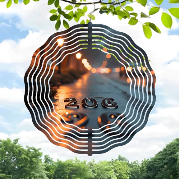 Metal Hanging Wind Spinners with Concentric Circular Patterns & Bokeh Effect Design - Perfect for Yard and Garden Decor