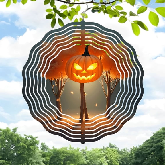 Metal Hanging Wind Spinners with Concentric Circular Patterns - Decorative Wind Chimes for Yard and Garden Autumn Vibes