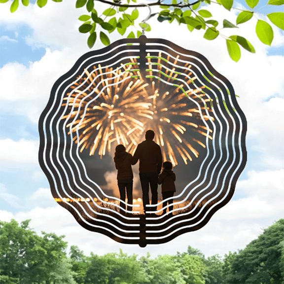 Metal Hanging Wind Spinners with Concentric Circular Patterns - Decorative Wind Chimes for Yard and Garden Perfect for Celebrations