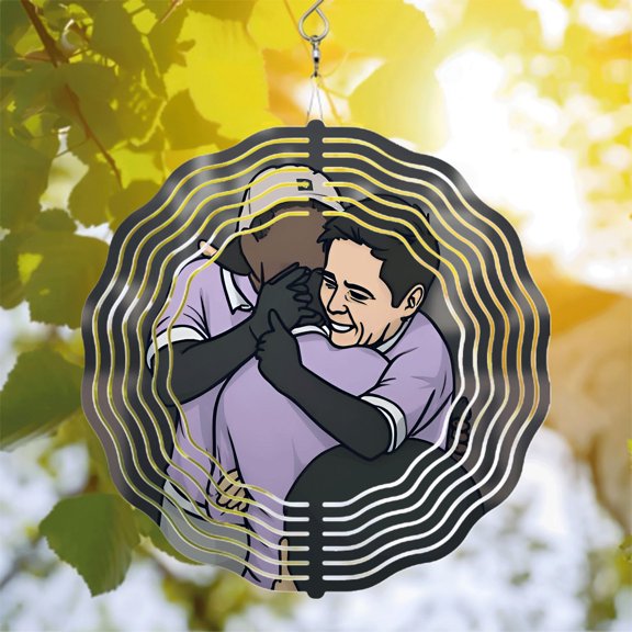 Metal Hanging Wind Spinners with Concentric Radiating Lines - Elegant Garden Wind Chimes for Yard Decor Unique Pattern Design