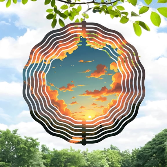 Metal Hanging Wind Spinners with Concentric Ring Design - Elegant Sound Wave Effect for Yard and Garden Decor