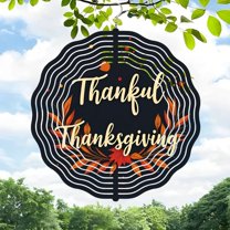 Metal Hanging Wind Spinners with Concentric Rings & Autumn Leaves - Elegant Garden Decor for Thanksgiving & Fall Celebrations