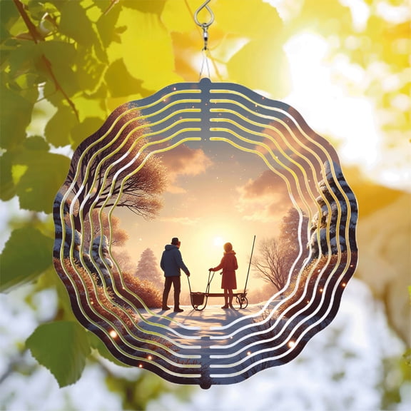 Metal Hanging Wind Spinners with Concentric Ripple Design - Beautiful Wind Chimes for Yard and Garden Decor Autumn Vibes