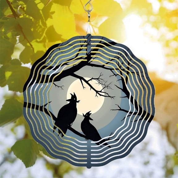 Metal Hanging Wind Spinners with Concentric Ripple Design - Elegant Wind Chimes for Yard and Garden Decor Perfect for Winter Nights