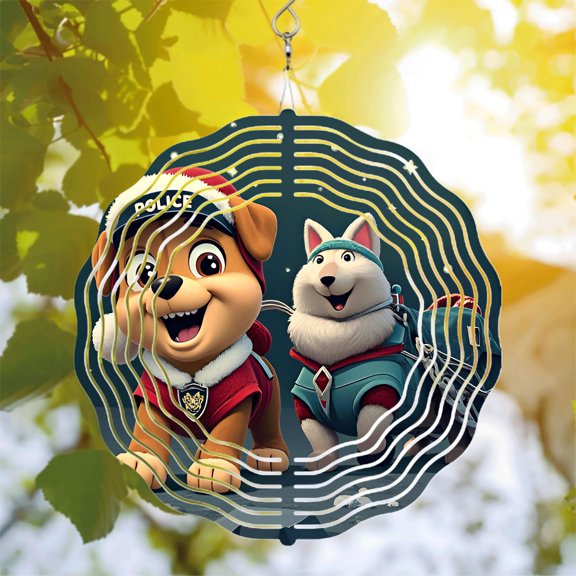 Metal Hanging Wind Spinners with Concentric Star Pattern - Festive Wind Chimes for Yard and Garden Decor