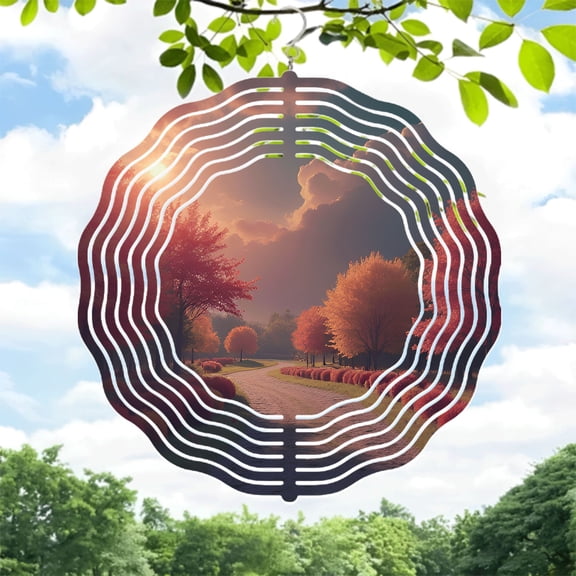 Metal Hanging Wind Spinners with Concentric Wave Design - Beautiful Wind Chimes for Yard and Garden Decor Serene Autumn Vibes