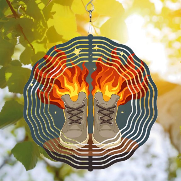 Metal Hanging Wind Spinners with Concentric Wave Design - Vibrant Yard and Garden Wind Chimes for Dynamic Outdoor Decor