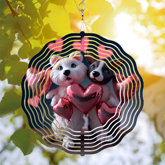 Metal Hanging Wind Spinners with Concentric Wave Pattern - Charming Wind Chimes for Yard and Garden Decor