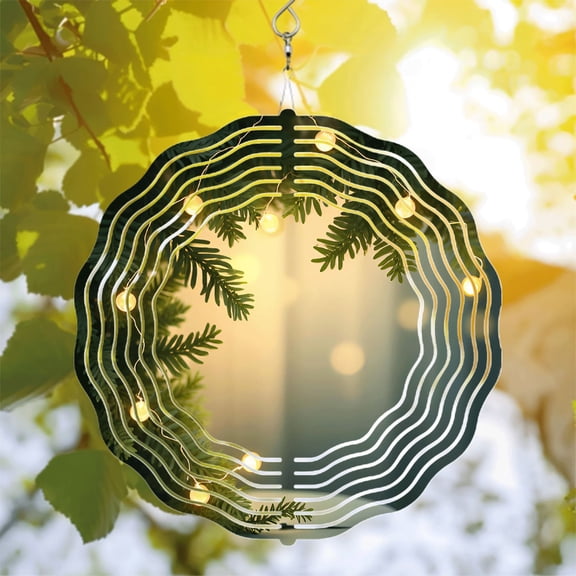 Metal Hanging Wind Spinners with Concentric Wave Patterns - Decorative Wreath Design for Yard and Garden Perfect for Outdoor Decor