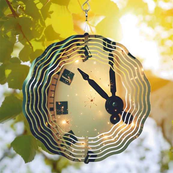 Metal Hanging Wind Spinners with Concentric Wave Patterns & Sparkling Effects - Perfect for Cozy Yard & Garden Decor
