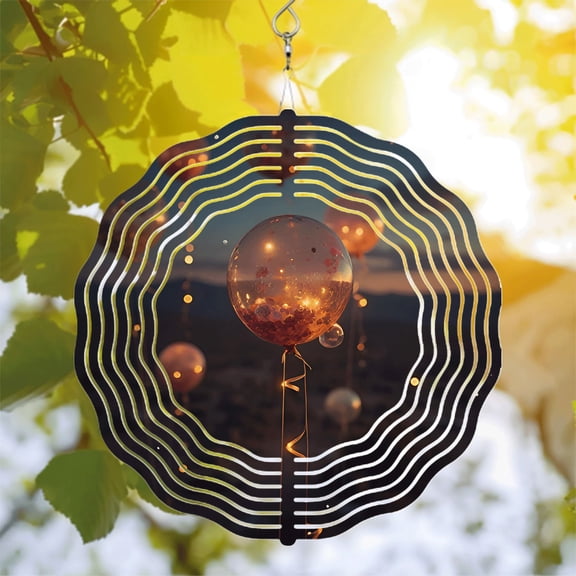 Metal Hanging Wind Spinners with Concentric Wave Patterns - Stunning Wind Chimes for Yard and Garden Decor Aesthetic