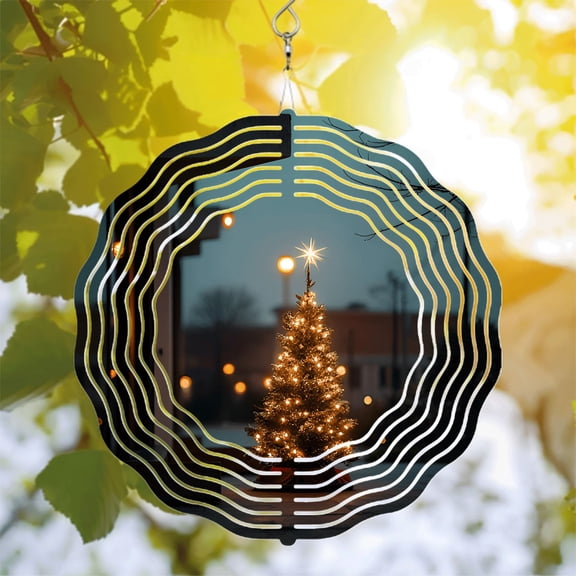 Metal Hanging Wind Spinners with Concentric Wavy Patterns - Stunning Garden Wind Chimes for Yard Decor Eye - Catching Design