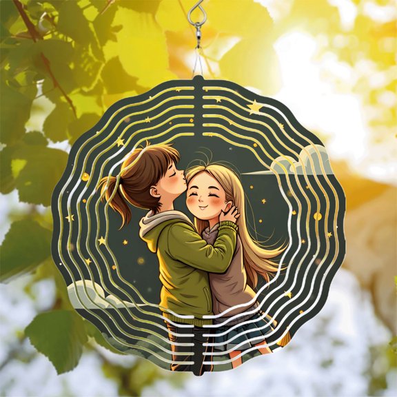 Metal Hanging Wind Spinners with Dreamy Star and Cloud Pattern - Elegant Wind Chimes for Yard and Garden Decor