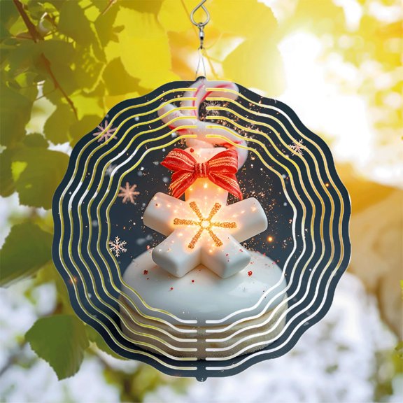 Metal Hanging Wind Spinners with Elegant Wave Patterns - Decorative Wind Chimes for Yard and Garden - Perfect Holiday Decor