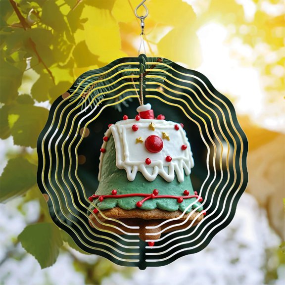 Metal Hanging Wind Spinners with Festive Snowflake and Tree Patterns - Decorative Wind Chimes for Yard and Garden