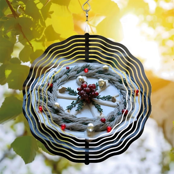 Metal Hanging Wind Spinners with Futuristic Wave Patterns - Artistic Garden Wind Chimes for Yard Decor Twisted Strands Accents
