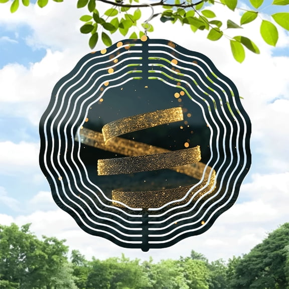 Metal Hanging Wind Spinners with Golden Spiral Design & Wave Patterns - Dynamic Wind Chimes for Yard & Garden Decor
