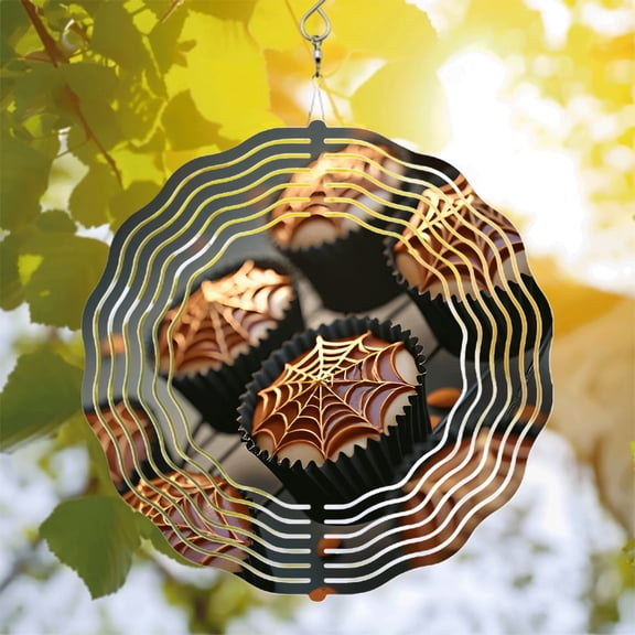Metal Hanging Wind Spinners with Intricate Spider Web Design - Perfect for Halloween Decor in Yard and Garden - Unique Wind Chimes