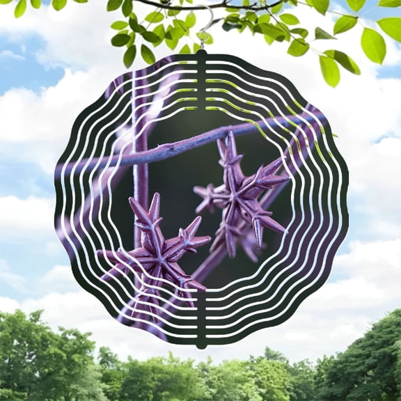 Metal Hanging Wind Spinners with Purple Star-Shaped Design - Elegant Wind Chimes for Yard and Garden Decor