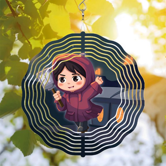 Metal Hanging Wind Spinners with Sound Wave Design - Unique Garden Decor for Yard Nighttime Aesthetic Perfect Wind Chimes