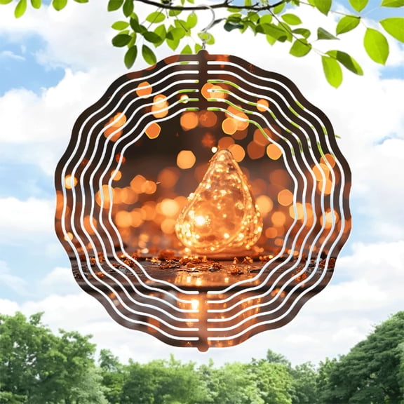 Metal Hanging Wind Spinners with Sound Wave Patterns - Elegant Wind Chimes for Yard and Garden Decor Reflective Teardrop Design