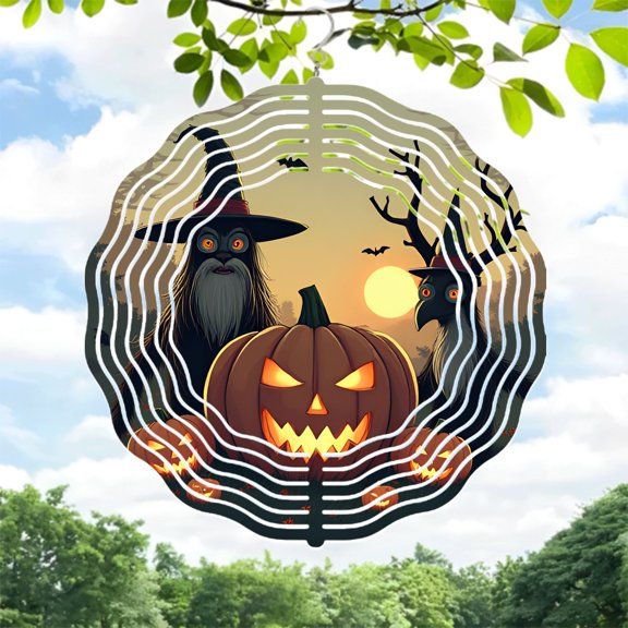 Metal Hanging Wind Spinners with Spider Web Design - Unique Wind Chimes for Yard and Garden Decor Perfect for Halloween