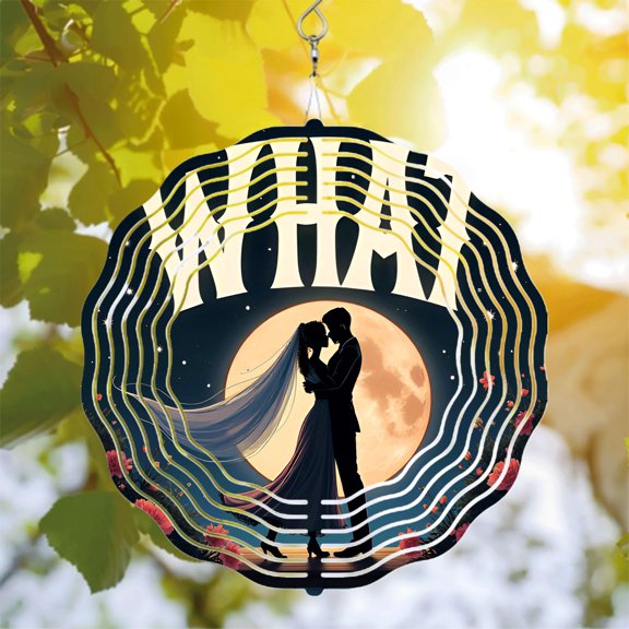 Metal Hanging Wind Spinners with Spiral Moon Design - Elegant Wind Chimes for Romantic Yard & Garden Decor