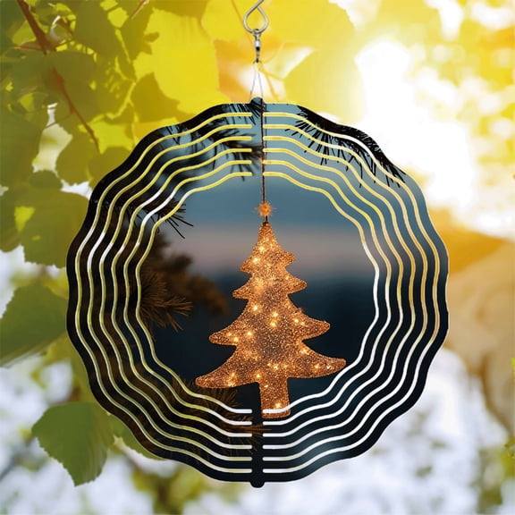 Metal Hanging Wind Spinners with Spiral Pattern Design - Decorative Wind Chimes for Yard and Garden - Festive Vibes