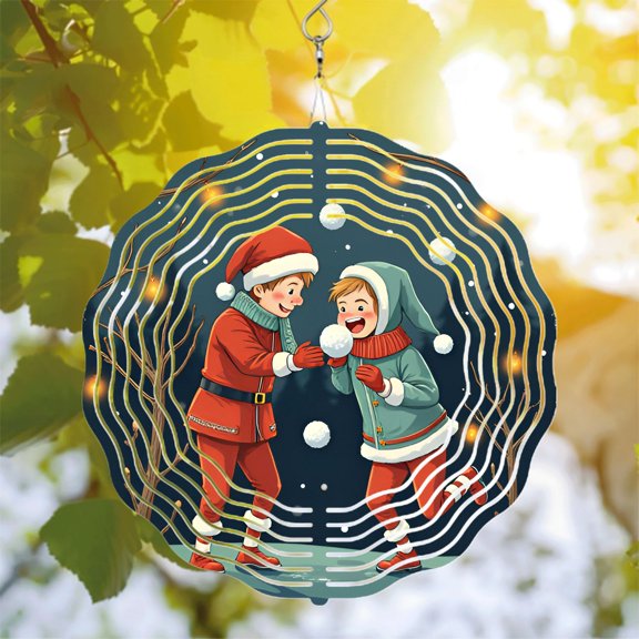 Metal Hanging Wind Spinners with Spiral Pattern Design & Glowing Lights - Perfect Wind Chimes for Yard and Garden Decor