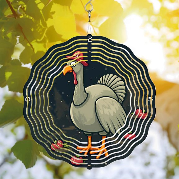 Metal Hanging Wind Spinners with Spiraled Red Hat Design - Colorful Yard and Garden Wind Chimes for Vibrant Outdoor Decor