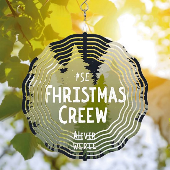 Metal Hanging Wind Spinners with Tree Ring Design - Pine Tree Silhouettes & Gradient Green - Perfect for Yard & Garden Decor