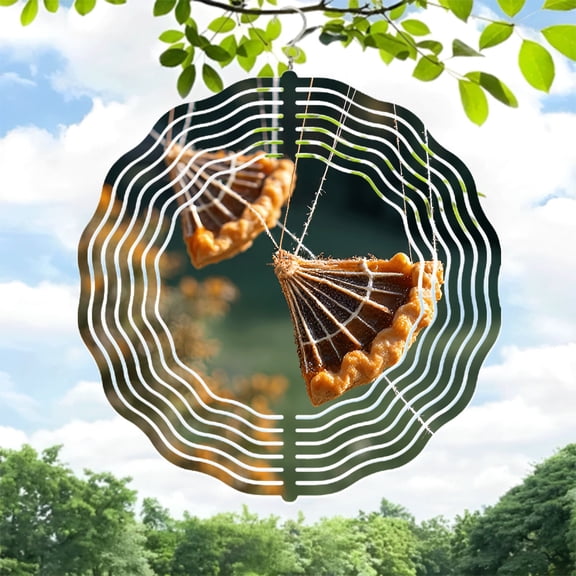 Metal Hanging Wind Spinners with Triangular Pie Design - Elegant Garden Wind Chimes in Spider Web Pattern for Outdoor Decor