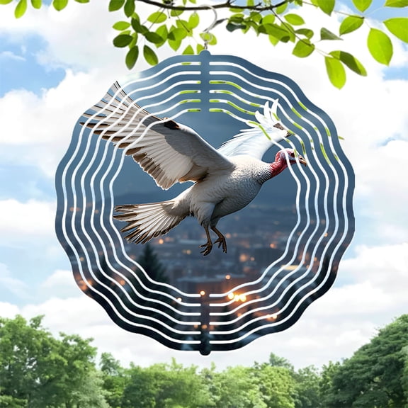 Metal Hanging Wind Spinners with Turkey Design & Sound Wave Patterns - Unique Yard & Garden Decor for Dusk Dawn Ambiance