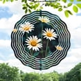 thumbnail image 1 of Metal Hanging Wind Spinners with Wave - Like Pattern Design Daisies & Green Stems - Perfect Wind Chimes for Yard & Garden Decor, 1 of 6