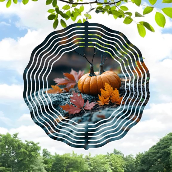 Metal Hanging Wind Spinners with Wave - Like Patterns - Decorative Wind Chimes for Yard and Garden Perfect Autumn Decor