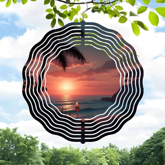 Metal Hanging Wind Spinners with Wave - Like Patterns - Elegant Garden Wind Chimes for Yard Decor Serene Beach Vibes