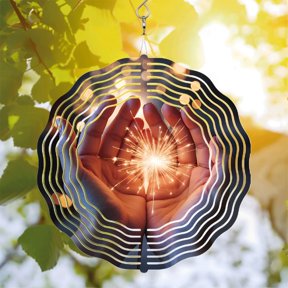 Metal Hanging Wind Spinners with Wave - Like Patterns & Radiant Light Effect - Perfect for Yard and Garden Decor